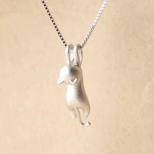 Silver Cat Pendant Necklace